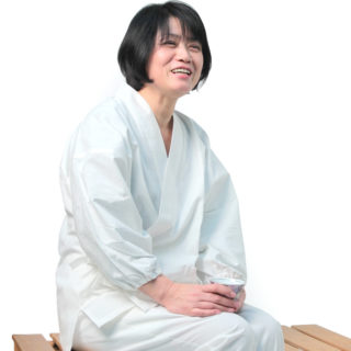 白紬織り女作務衣